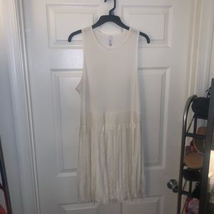 Cream, mini dress with fringe